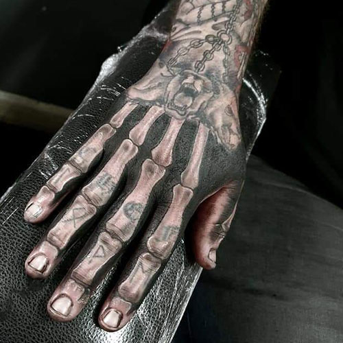 Skeleton Bone Hand Tattoo for men