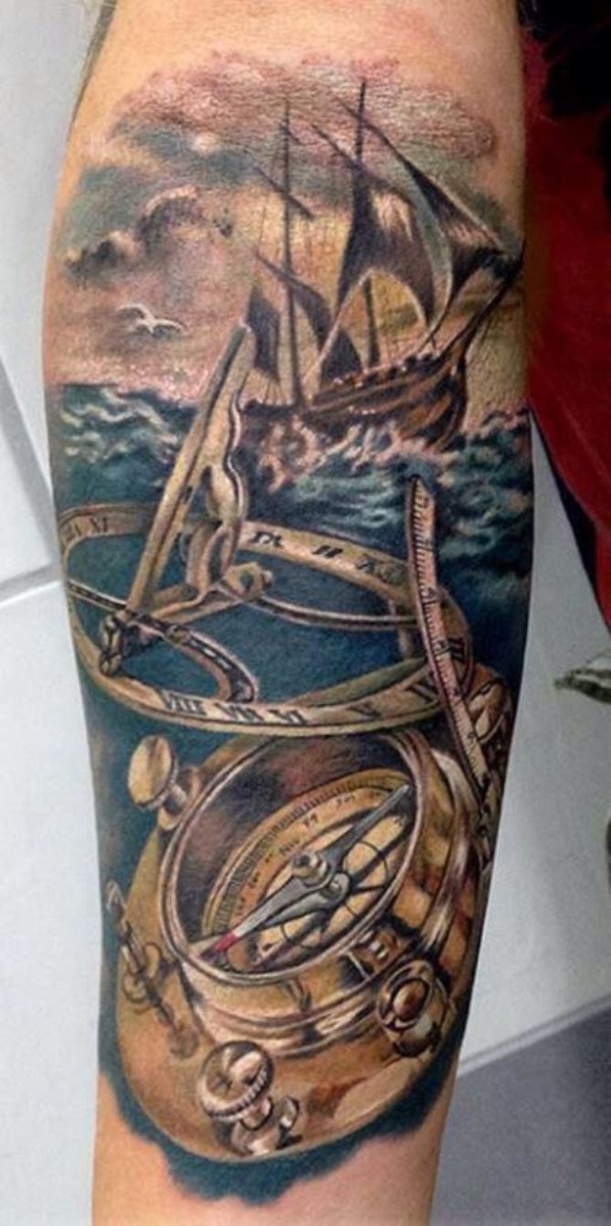 25-sleeve-compass-ship-tattoo