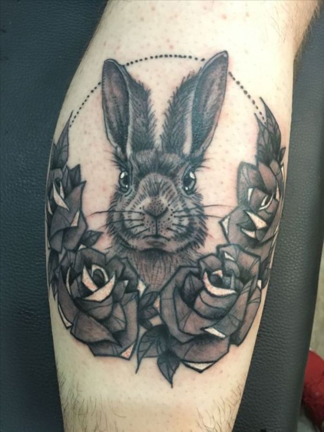 24 Old School Rabbit - 30 Rabbit Tattoos