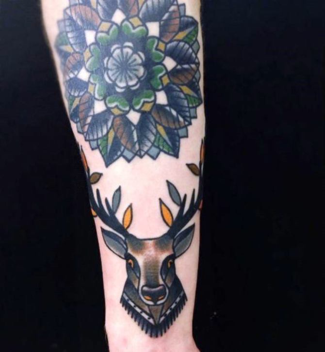 03 Deer and Mandala Tattoo - 30 Deer Tattoos