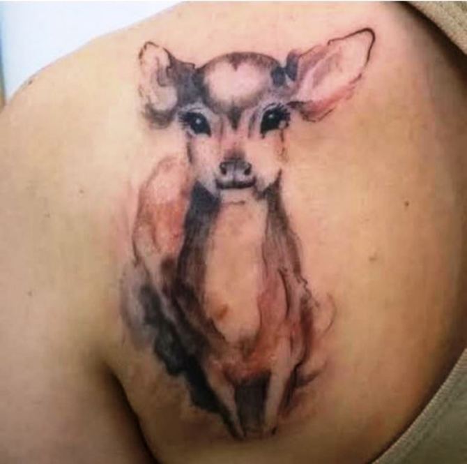 01 Baby Deer Tattoo - 30 Deer Tattoos
