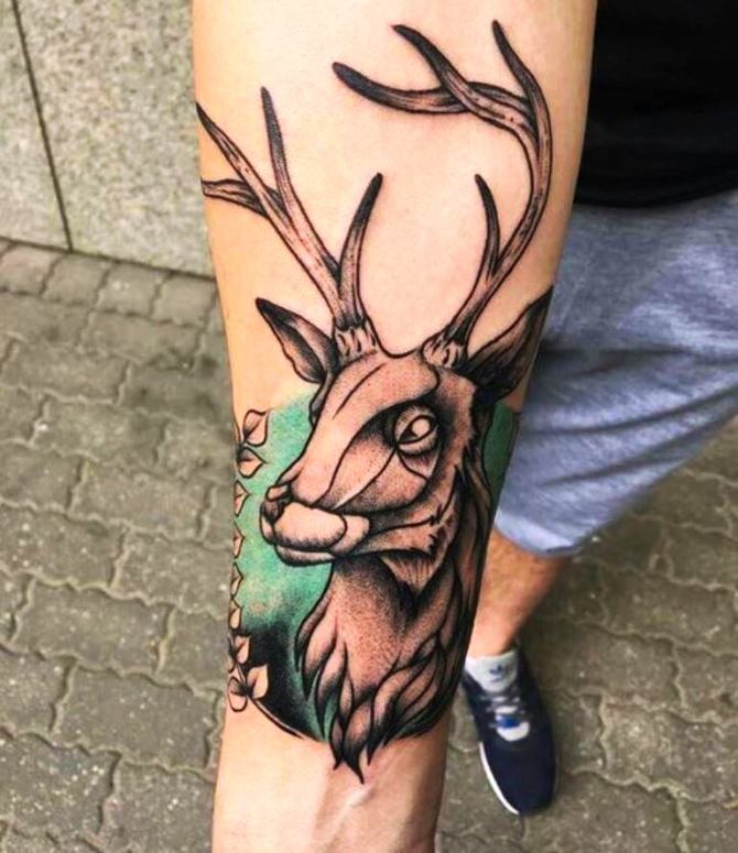08 Deer Head Tattoo - 30 Deer Tattoos