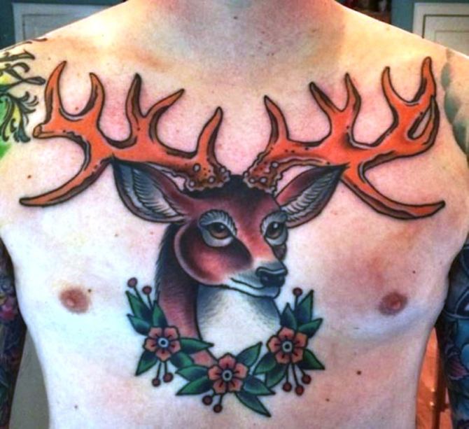 25 Red Deer Classic Tattoo - 30 Deer Tattoos
