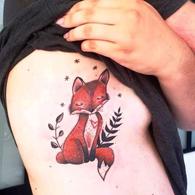 01 Cartoon Fox Tattoo - 30 Fox Tattoos