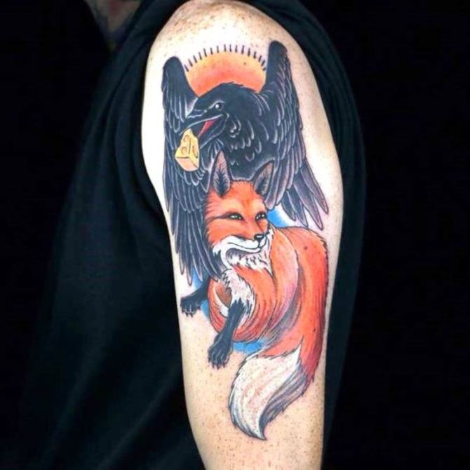 04 Fox and Raven Tattoo - 30 Fox Tattoos