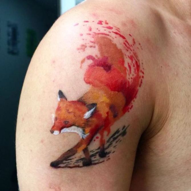 33 Watercolor Tattoo Fox - 30 Fox Tattoos