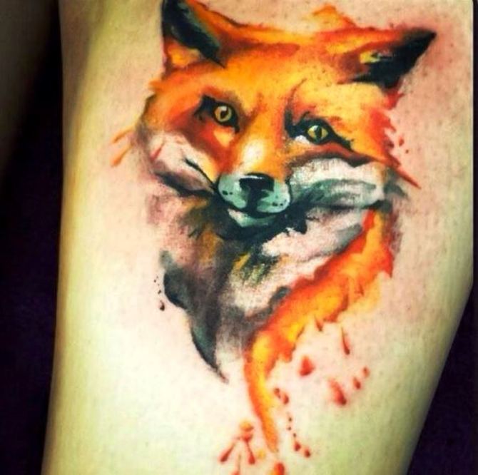 32 Watercolor Fox Tattoo - 30 Fox Tattoos