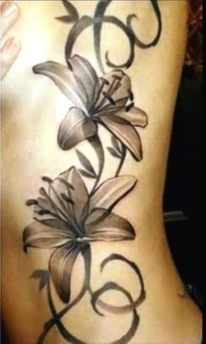  Lily Tattoo Black and White
