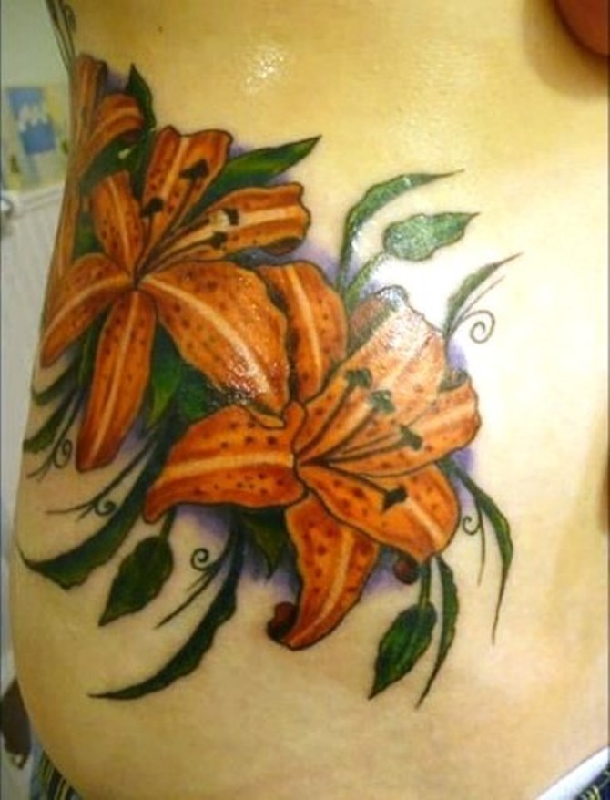  Lily Tattoo on Ribs