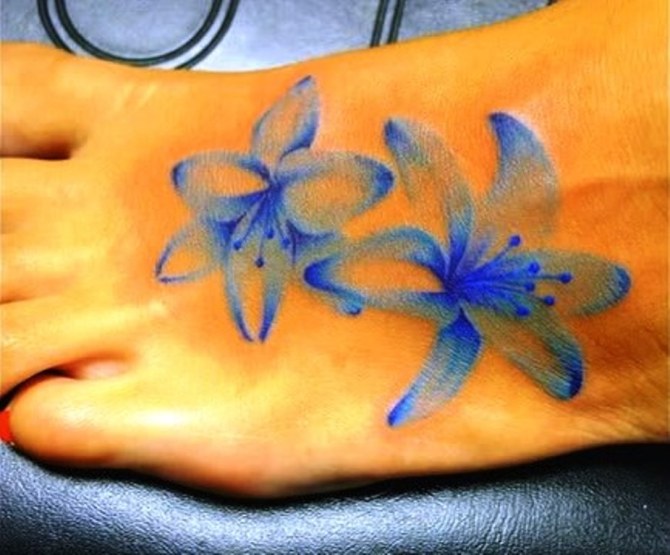 Blue Lily Flower Tattoo