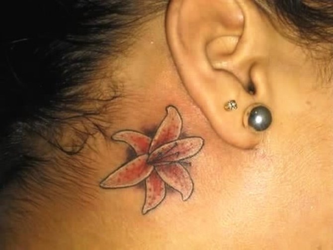 Flower Tattoo Behind Ear