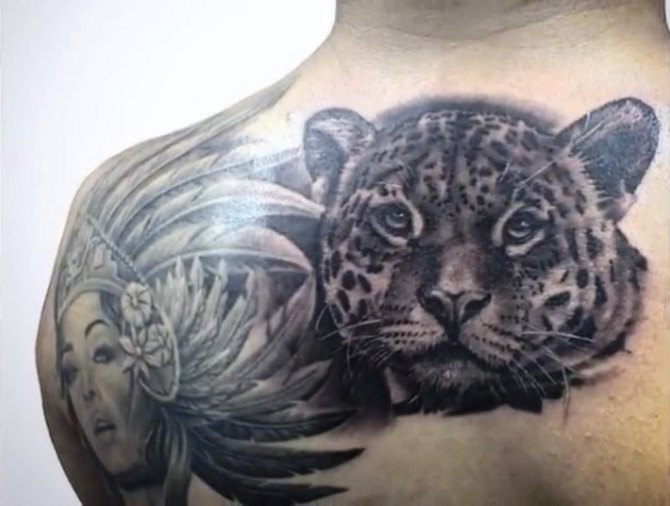 Black Jaguar Tattoo on Back
