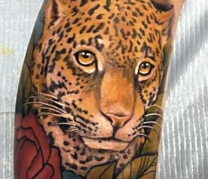 Colorful Jaguar Tattoo Design