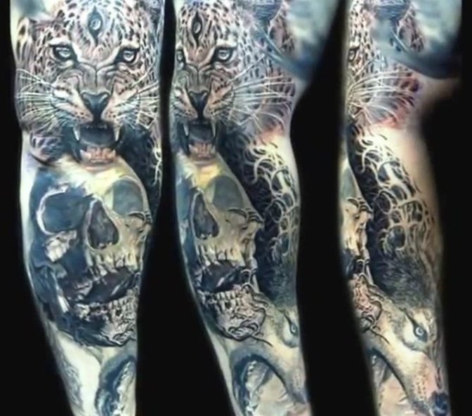 Jaguar and Skull Tattoo