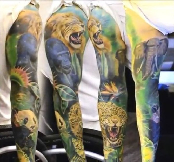 Jungle Themed Sleeve Tattoo