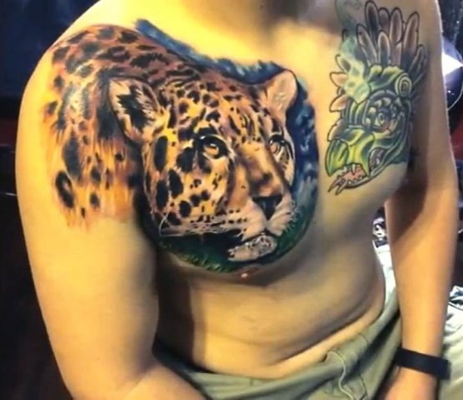 Jaguar Tattoo on Chest