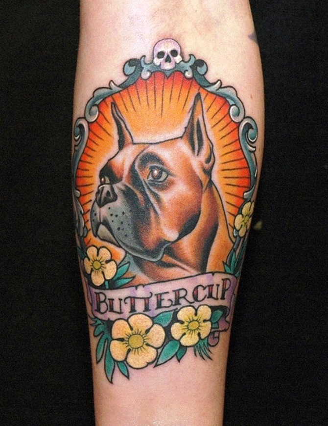 Old School Dog Tattoo