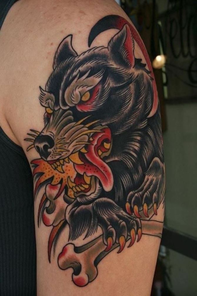 Asian Wolf Tattoo