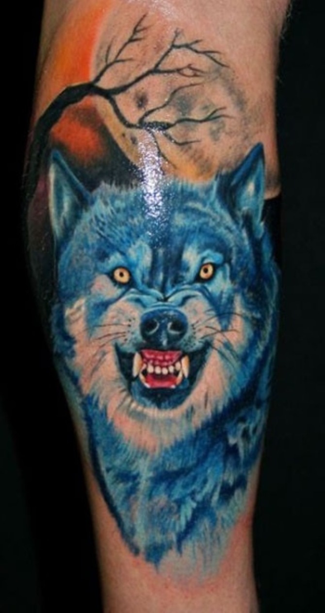 Blue Wolf Tattoo