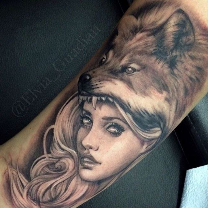 Lady Wolf Tattoo