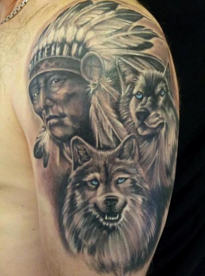 Native Wolf Tattoo