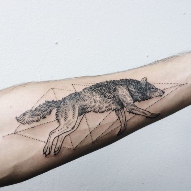 Running Wolf Tattoo