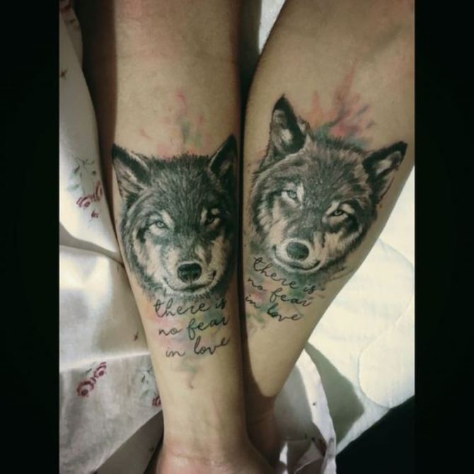 Wolf Couple Tattoo