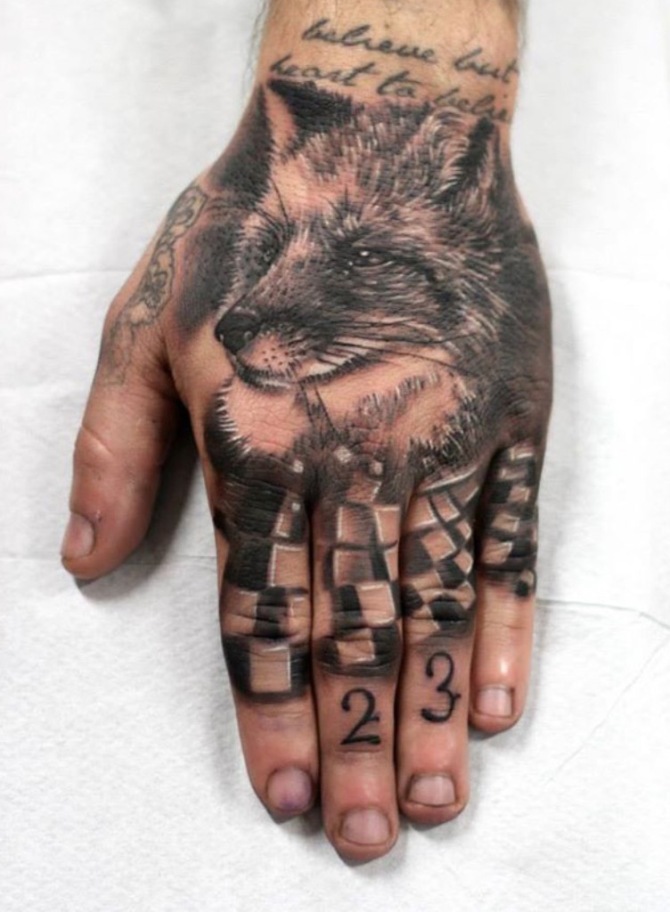 Wolf Hand Tattoo