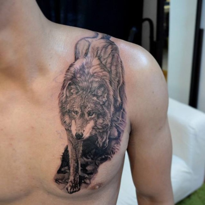 Wolf Running Tattoo