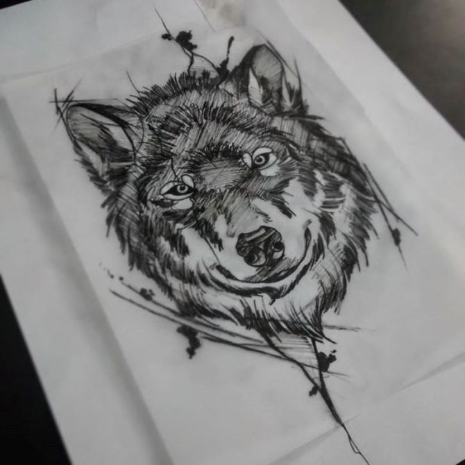 Wolf Sketch Tattoo