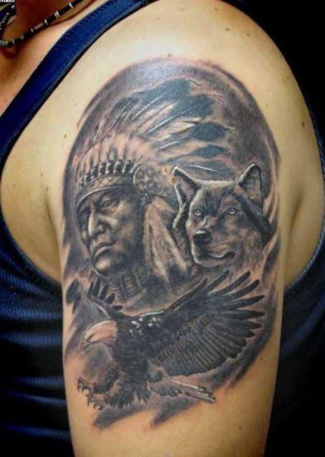 Wolf Tattoo on Shoulder