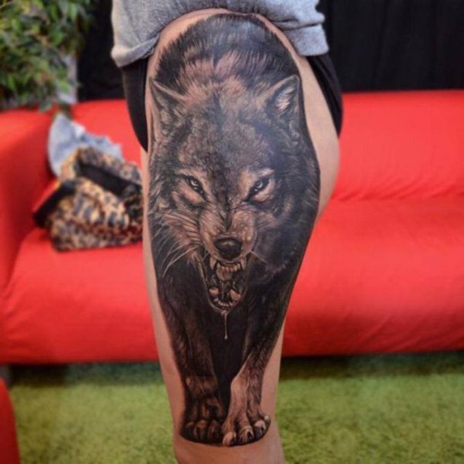 Wolf Tattoo Thigh