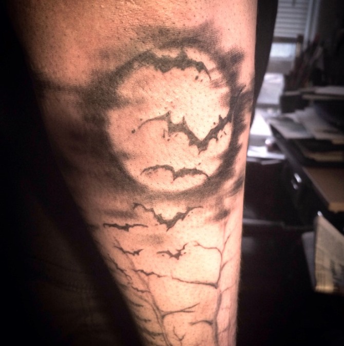 Bat Moon Tattoo