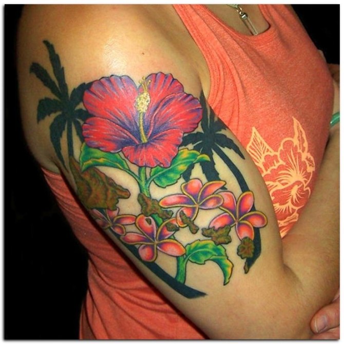 3d Hawaiian Flower Tattoo