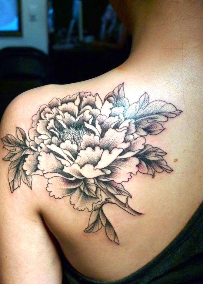  Peony Tattoo Black and White - Peony Tattoos <3 <3