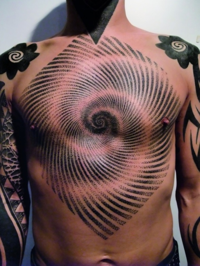 Tattoo on Man's Chest - 30+ Spiral Tattoos <3 <3