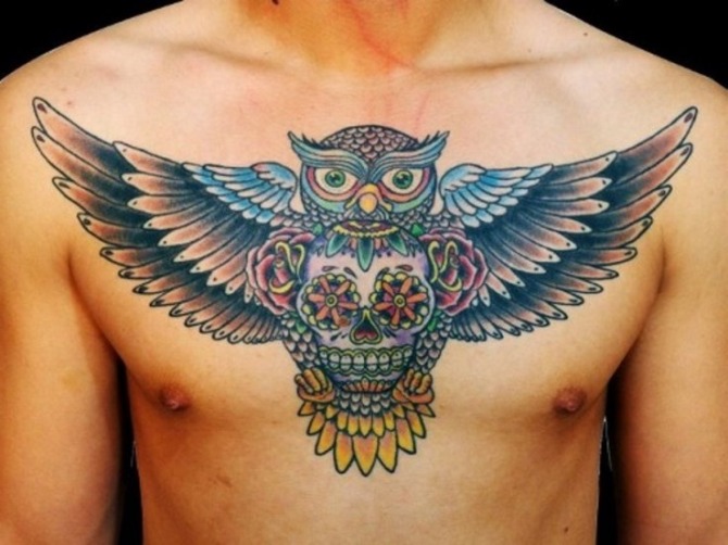 Owl Sugar Skull Tattoo - Mexican Tattoos <3 <3