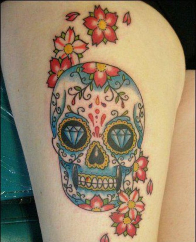  Sugar Skull Tattoo Color - Mexican Tattoos <3 <3