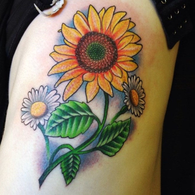 Sunflower and Daisy Tattoo - 20 Sunflower Tattoos <3 <3