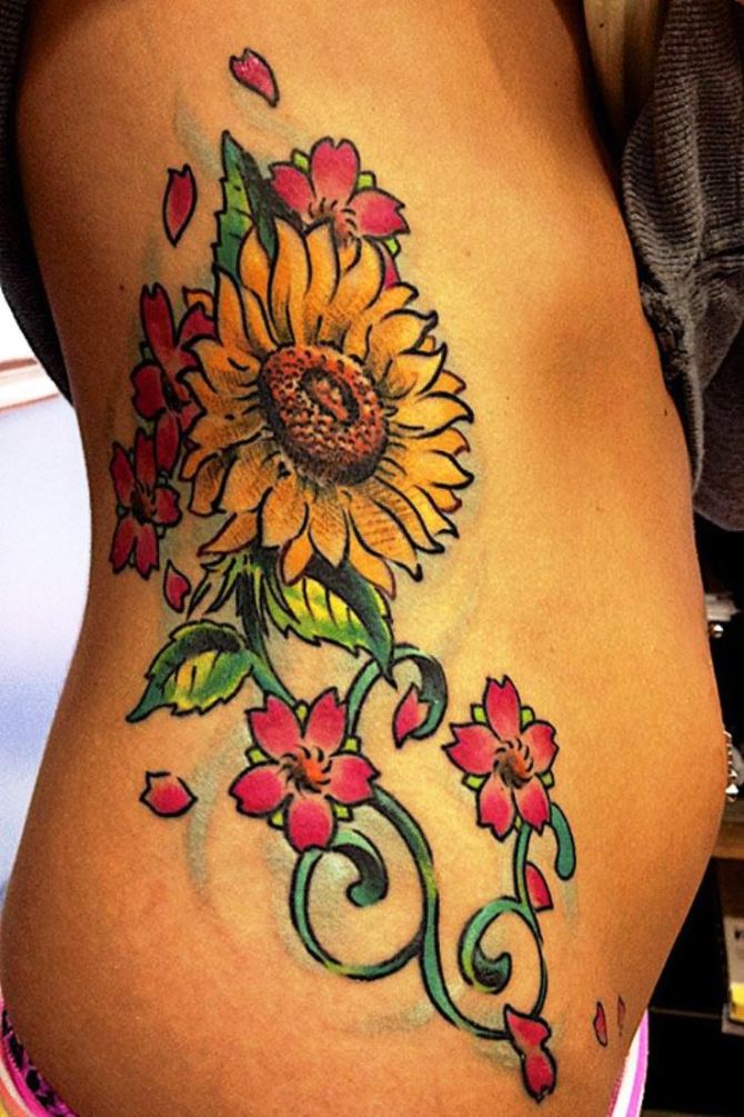  Sunflower Tattoo on Side - 20 Sunflower Tattoos <3 <3