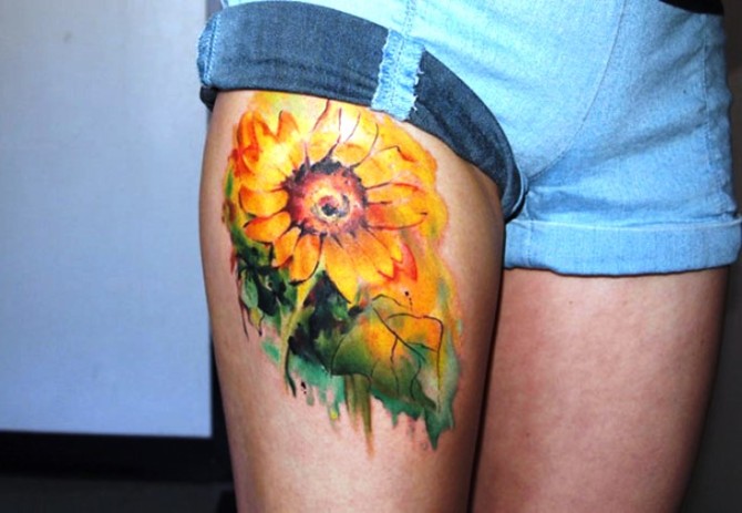  Watercolor Sunflower Tattoo - 20 Sunflower Tattoos <3 <3