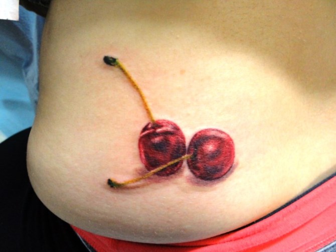 Tattoo on Belly Under - Cherry Tattoos