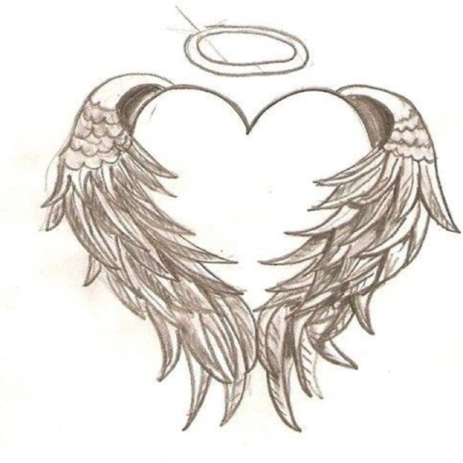 Heart with Wings and Halo Tattoo - 20+ Wings Tattoos <3 <3