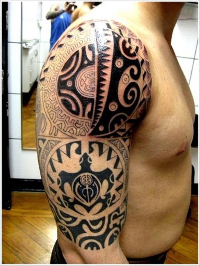 Half Sleeve Tribal Tattoo - 40+ Tribal Sleeve Tattoos <3 <3