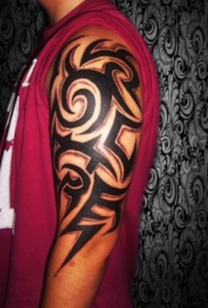 Red and Black Tribal Tattoo - 40+ Tribal Sleeve Tattoos <3 <3