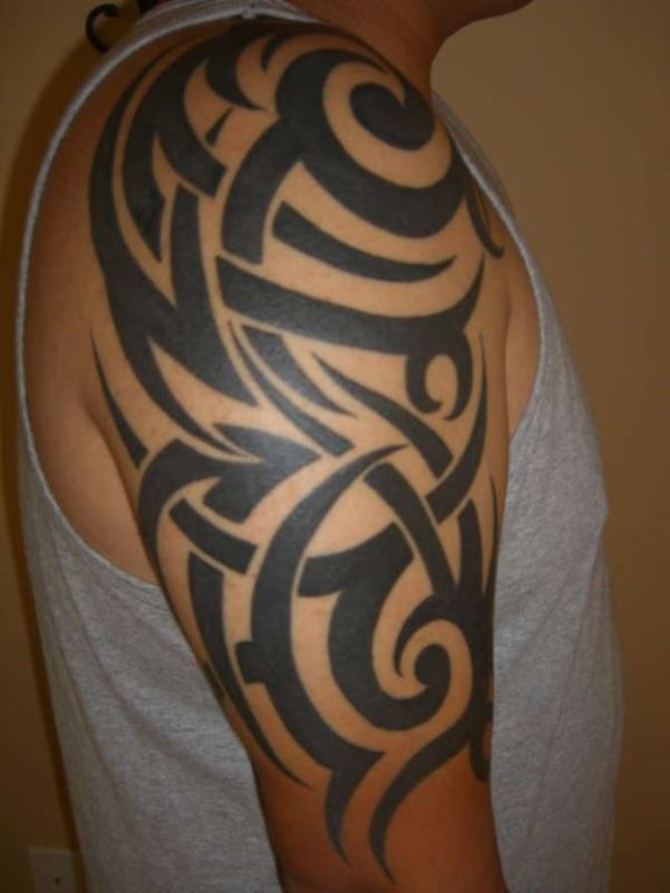 Tattoo on Shoulder of Abstraction - 40+ Tribal Sleeve Tattoos <3 <3