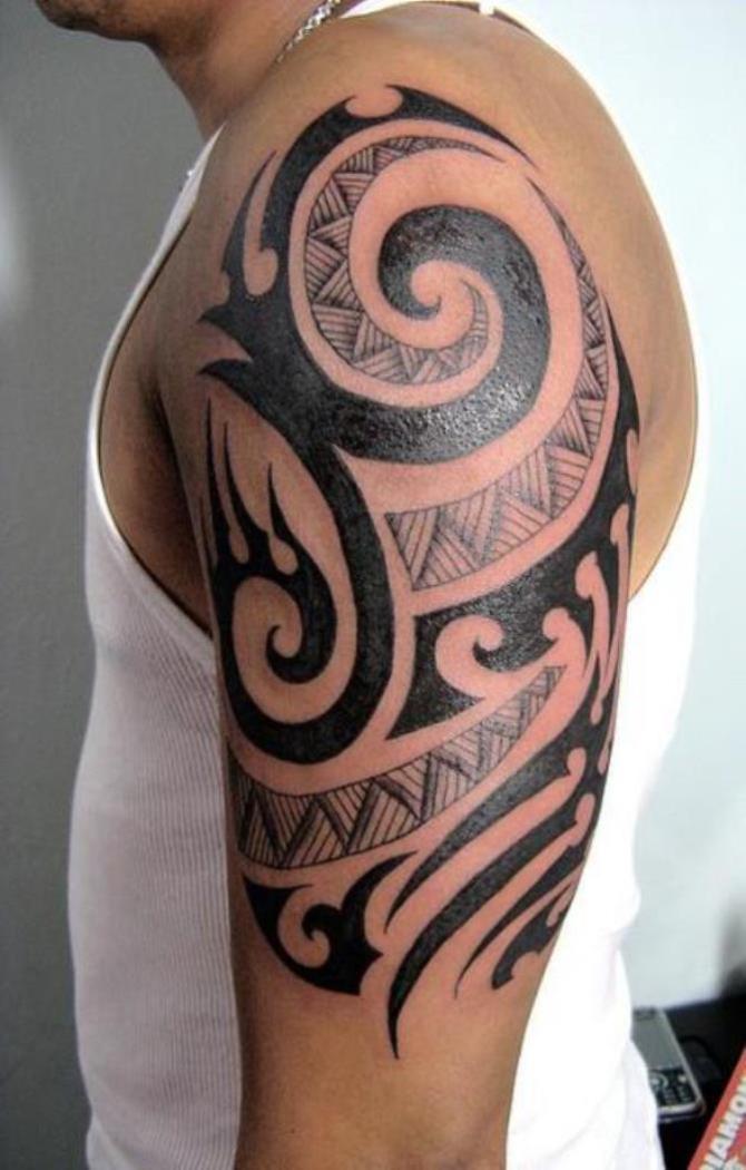 Half Sleeve Tribal Tattoo - 40+ Tribal Sleeve Tattoos <3 <3