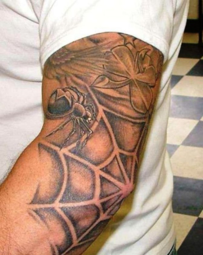 Web Tattoo on Elbow - Spider Tattoos <3 <3