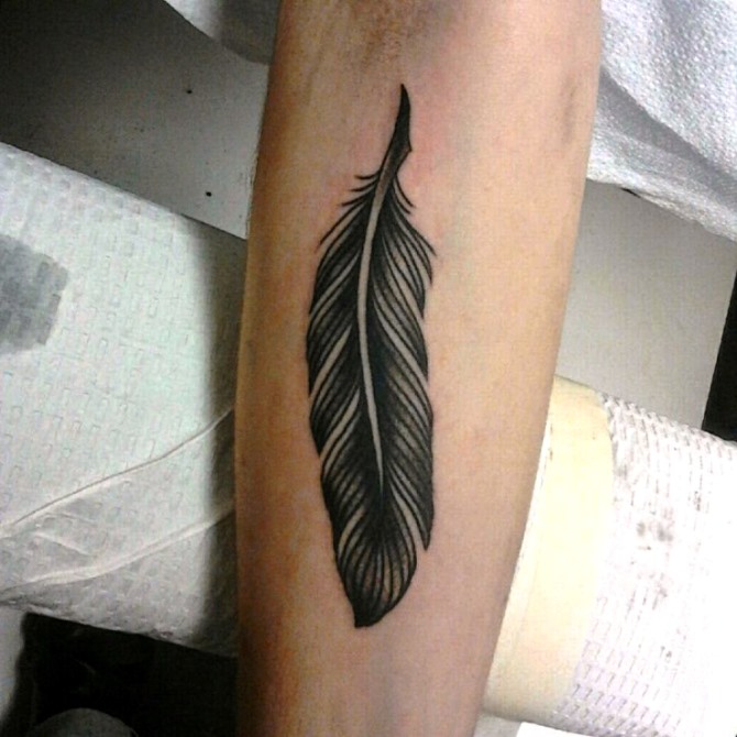 Feather Tattoo on Arm - Raven Tattoos <3 <3