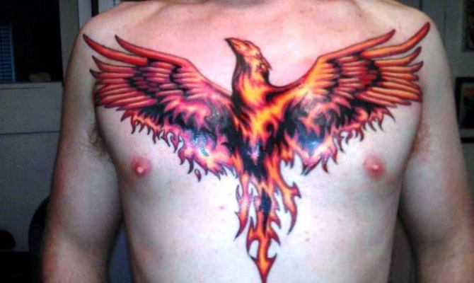 Phoenix Bird Tattoo on Chest - Phoenix Tattoos <3 <3